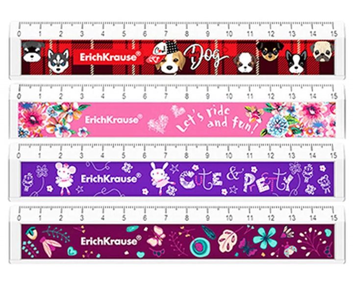 Χάρακας ErichKrause 15cm Με Εσοχή και Σχέδια 55488
