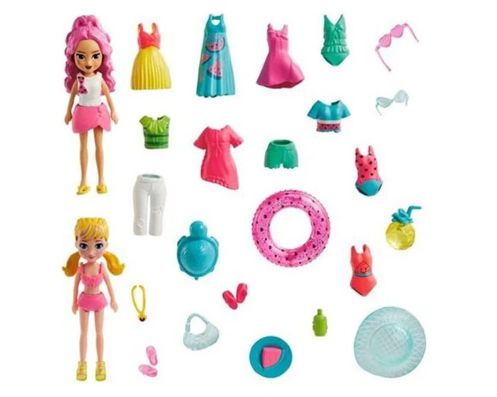 Mattel Polly - Νεα Κουκλα Με Μοδες Μεγαλο Pack Fruity Pool Fun