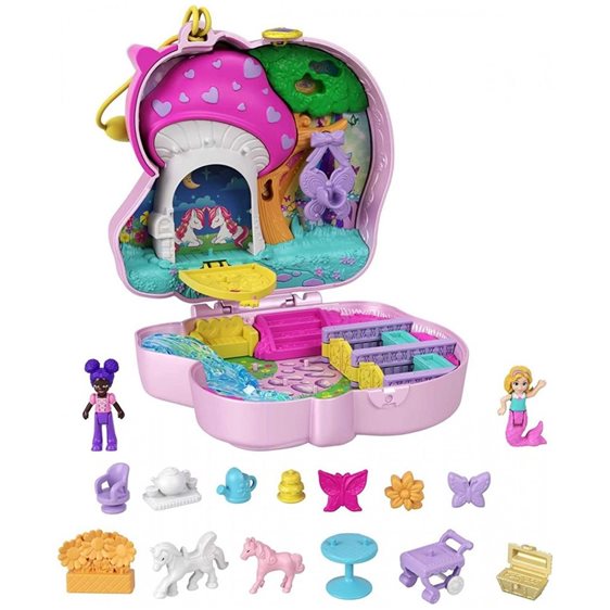 Mattel Polly Pocket Mini - ο Κοσμος της Polly Σετακια Camp Adventure Llama Compact