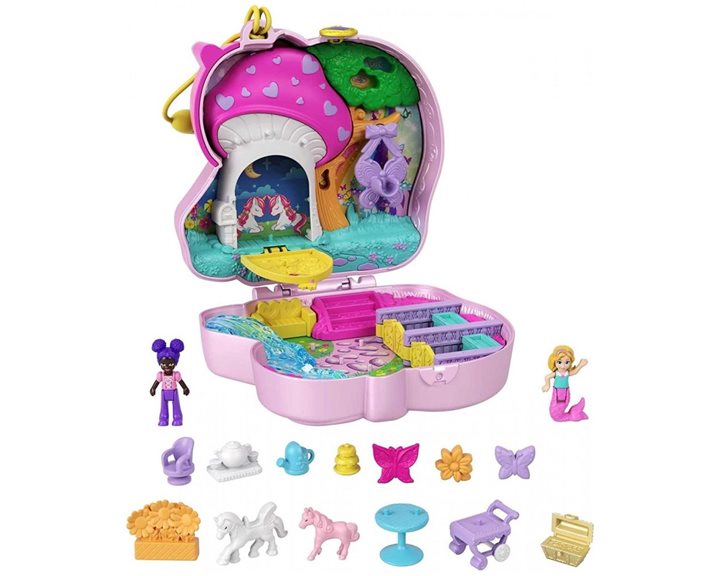 Mattel Polly Pocket Mini - ο Κοσμος της Polly Σετακια Camp Adventure Llama Compact