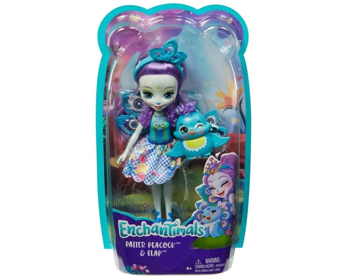 Mattel Enchantimals Κούκλα Και Ζωάκι Patter Peacock And Flap