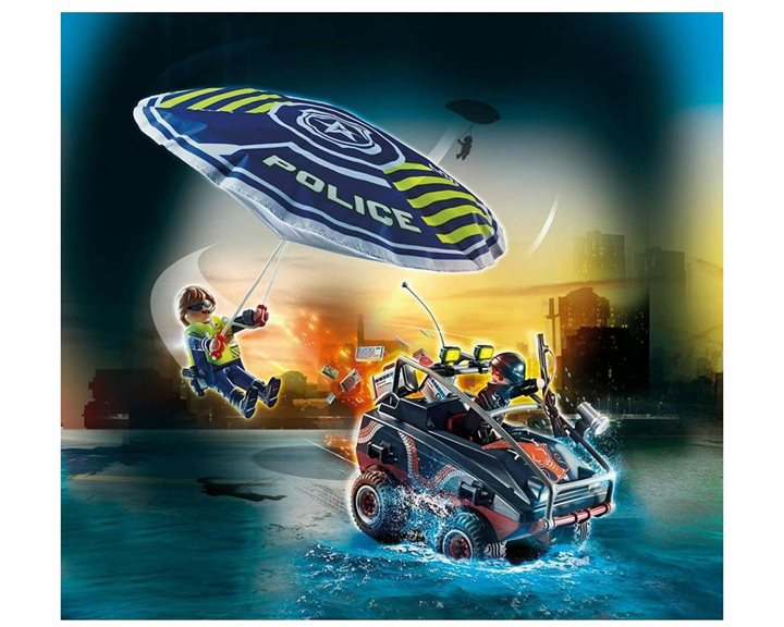 Playmobil City Action Καταδίωξη Αμφίβιου Οχήματος Από Αστυνομικό Αλεξίπτωτο 70781