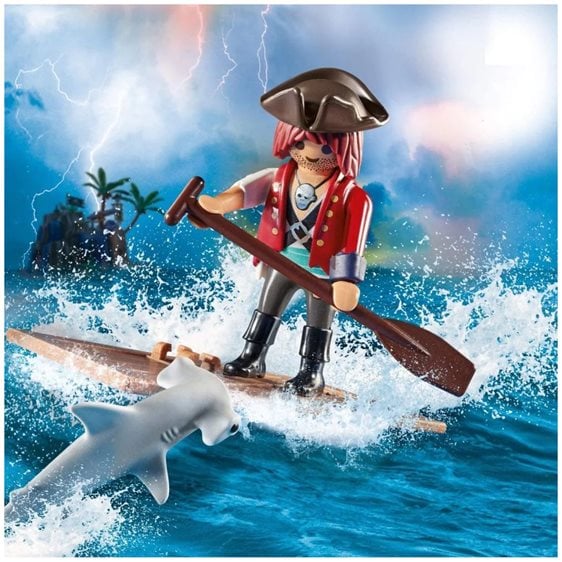 Playmobil Special Plus Πειρατής Με Σχεδία Και Σφυροκέφαλος Καρχαρίας 70598