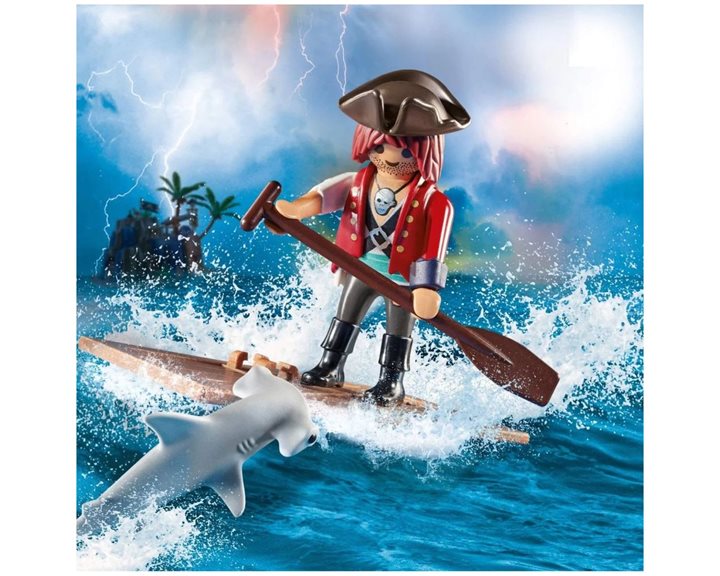 Playmobil Special Plus Πειρατής Με Σχεδία Και Σφυροκέφαλος Καρχαρίας 70598