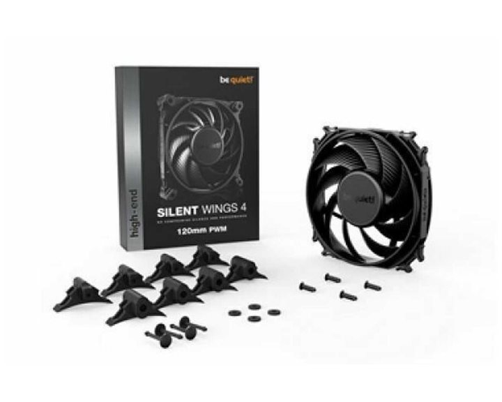BEQUIET FAN SILENT WINGS 4 120MM PWM BL093, 1600RPM, 48,7CFM/82,74M3/H, 18,9 dB, Lifespan 300000h, BLACK, 5YW.