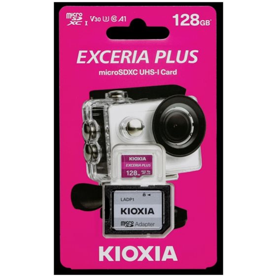 KIOXIA 4K MICRO SD 128GB EXCERIA PLUS UHS I U3 WITH ADAPTER M303 LMPL1M128GG2
