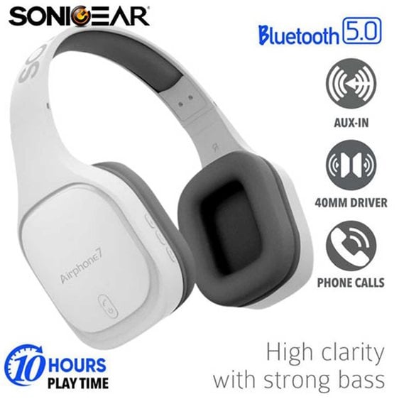 SONIC GEAR BLUETOOTH 5.0 HEADSET AIRPHONE 7 W.GREY