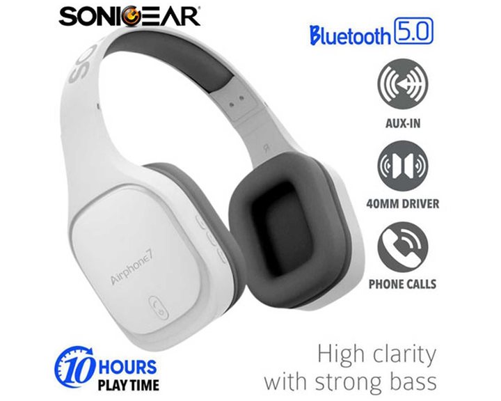 SONIC GEAR BLUETOOTH 5.0 HEADSET AIRPHONE 7 W.GREY