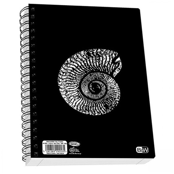 Τετράδιο Σπιράλ Skag Black & White 17x25 80γρ. 2θεμ.60φ.