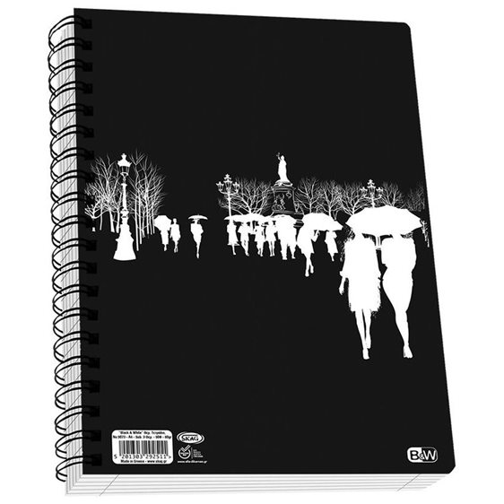 Τετράδιο Σπιράλ Skag Black & White Α4 80γρ. 2Θεμ. 60φ.