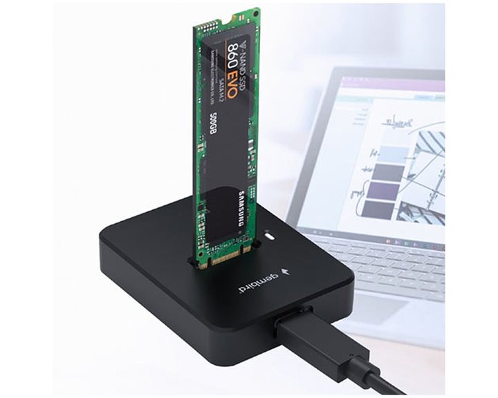 GEMBIRD DESKTOP USB TYPE-C M2 SATA & NVME SSD DRIVE DOCKING STATION BLACK