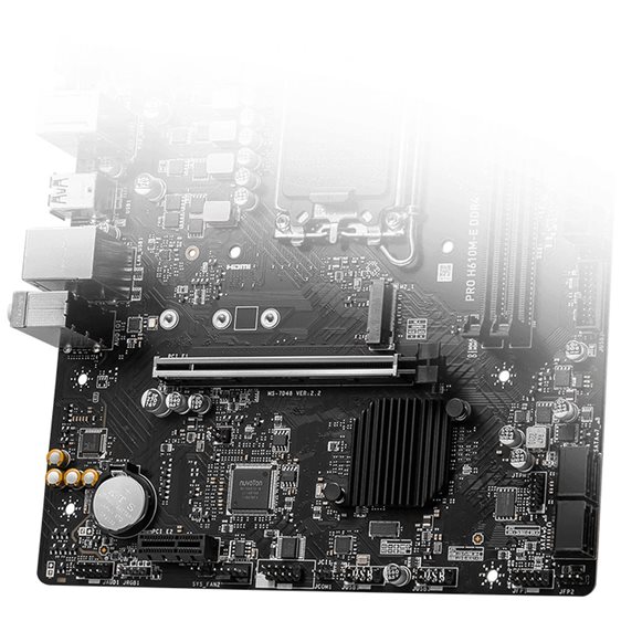 MSI MB PRO H610M-E DDR4, SOCKET INTEL LGA1700 14th/13th/12th GEN, CS INTEL H610, 2 DIMM SOCKETS DDR4, D-SUB/HDMI, PCI-E GEN 3.0, GIGABIT LAN, MICRO-ATX, 3YW.