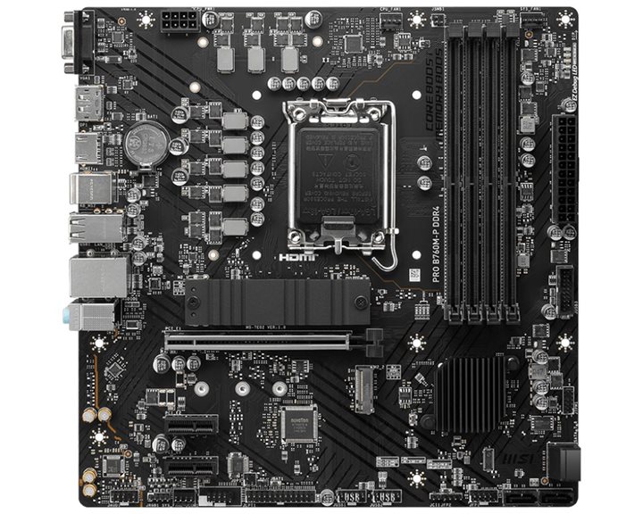 MSI MB PRO B760M-P DDR4, SOCKET INTEL LGA1700 14th/13th/12th GEN, CS INTEL B760, 4 DIMM SOCKETS DDR4, VGA/DP/HDMI, PCI-E GEN 4.0, GIGABIT LAN, MICRO-ATX, 3YW.