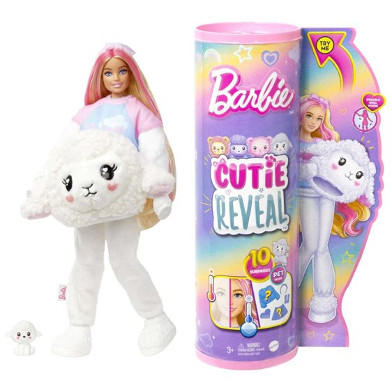 Mattel Barbie Cutie Reveal - Προβατάκι Βελούδινη Στολή, 10 Εκπλήξεις HKR03