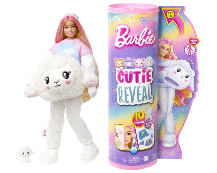 Mattel Barbie Cutie Reveal - Προβατάκι Βελούδινη Στολή, 10 Εκπλήξεις HKR03