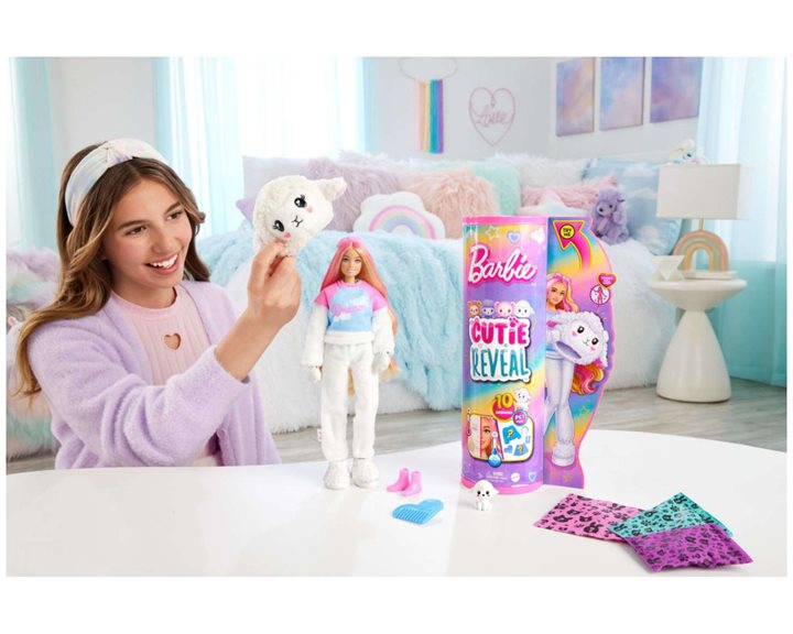 Mattel Barbie Cutie Reveal - Προβατάκι Βελούδινη Στολή, 10 Εκπλήξεις HKR03