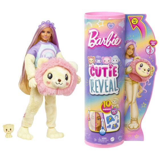 Mattel Barbie Cutie Reveal - Λιονταράκι, Βελούδινη Στολή Λιονταριού 10 Εκπλήξεις HKR06