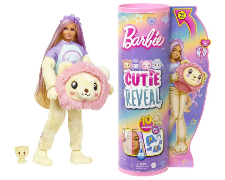 Mattel Barbie Cutie Reveal - Λιονταράκι, Βελούδινη Στολή Λιονταριού 10 Εκπλήξεις HKR06
