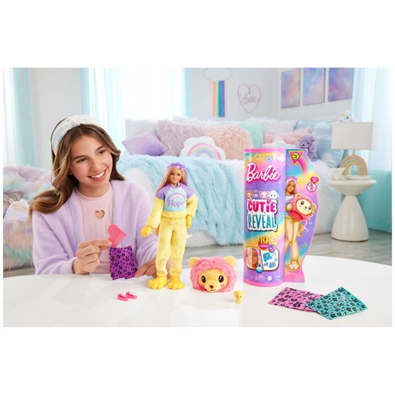 Mattel Barbie Cutie Reveal - Λιονταράκι, Βελούδινη Στολή Λιονταριού 10 Εκπλήξεις HKR06