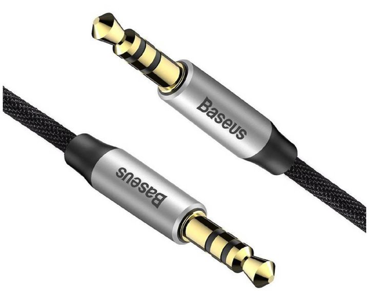 Baseus Yiven Audio Cable mini jack 3,5mm AUX, 1m Black+Silver (CAM30-BS1) (BASCAM30-BS1)