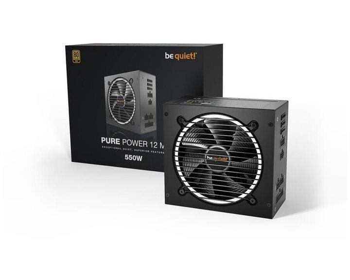 BeQuiet Psu Pure Power 12 M 550W Bn341, Gold Certified, Modular Cables, Silent Optimized 12cm Fan, 10Yw. Bn341