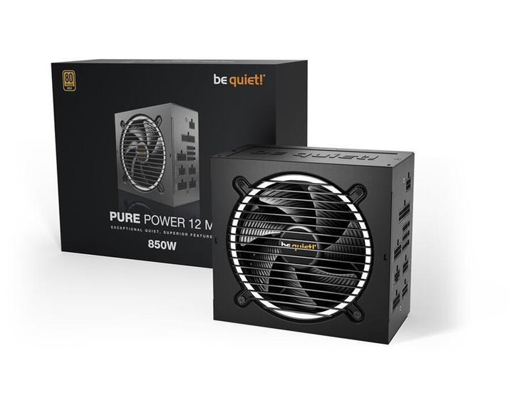 BeQuiet Psu Pure Power 12 M 850W Bn344, Gold Certified, Modular Cables, Silent Optimized 12Cm Fan, 10Yw Bn344