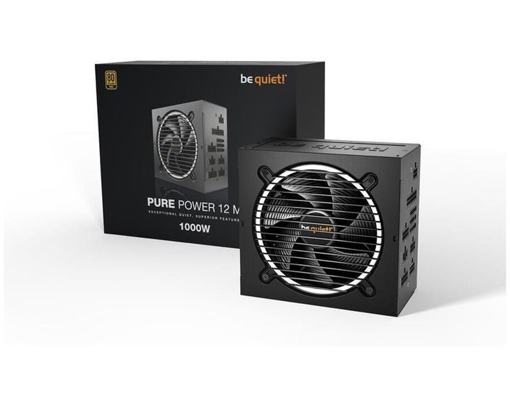 BeQuiet PSU Pure Power 12 M 1000W BN345, Gold Certified, Modular Cables, Silent Optimized 12cm Fan, 10YW BN345