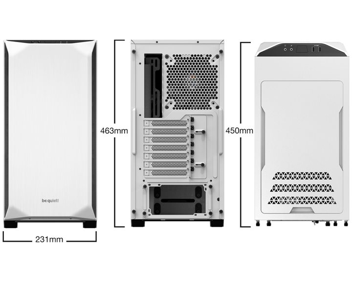BEQUIET PC CHASSIS PURE BASE 500 WHITE BG035, MIDI TOWER ATX, W/O PSU, 1X14CM PURE WINGS 2 FAN, 1X14CM REAR PURE WINGS 2 FAN, 3YW. BG035
