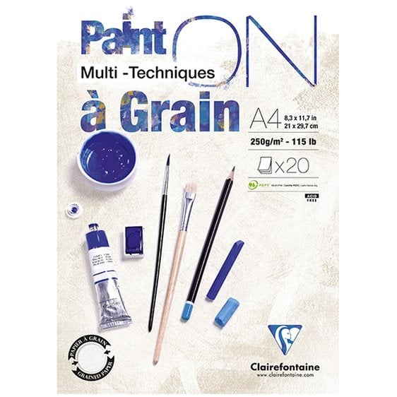 Μπλοκ Clairefontaine Mix Media PaintOn Grain 20φ Α4