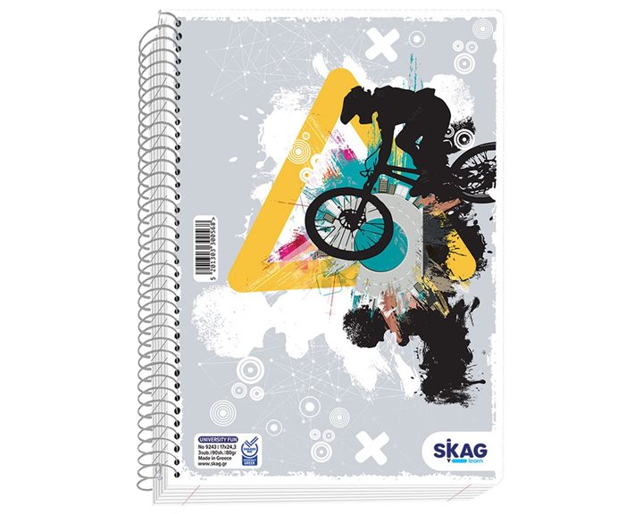 Τετράδιο Σπιράλ Skag University Fun Αγόρι 17x25 80γρ. 4θεμ.120φ.