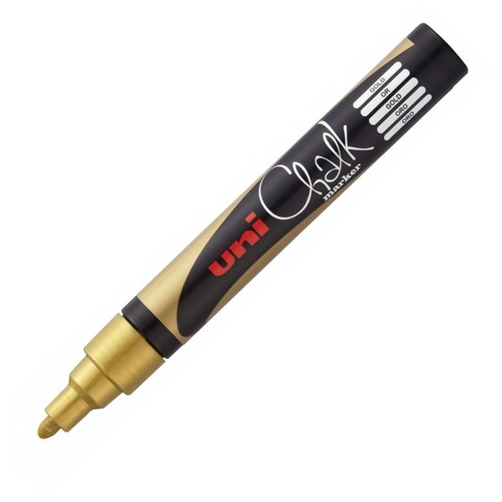 Μαρκαδόρος UNI 1.8-2.5mm υγρής κιμωλίας με στρογγυλή μύτη Χρυσό