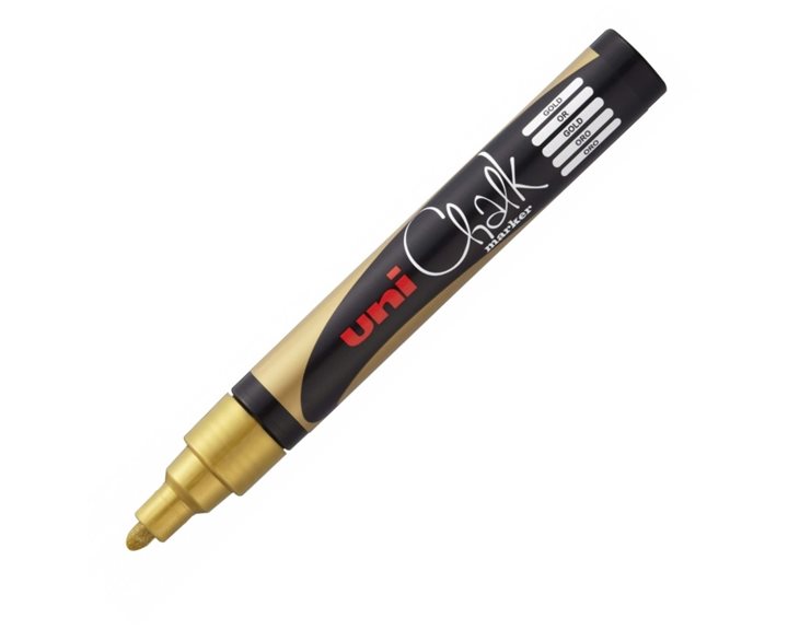 Μαρκαδόρος UNI 1.8-2.5mm υγρής κιμωλίας με στρογγυλή μύτη Χρυσό