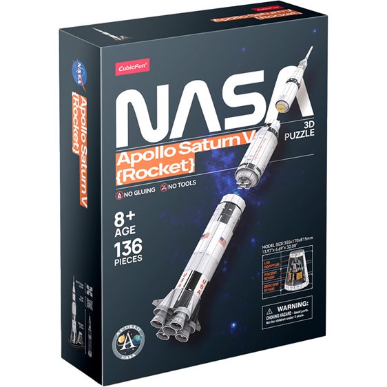Πάζλ CubicFun 3D Nasa Apollo Saturn V Rocket 8+ 136pieces
