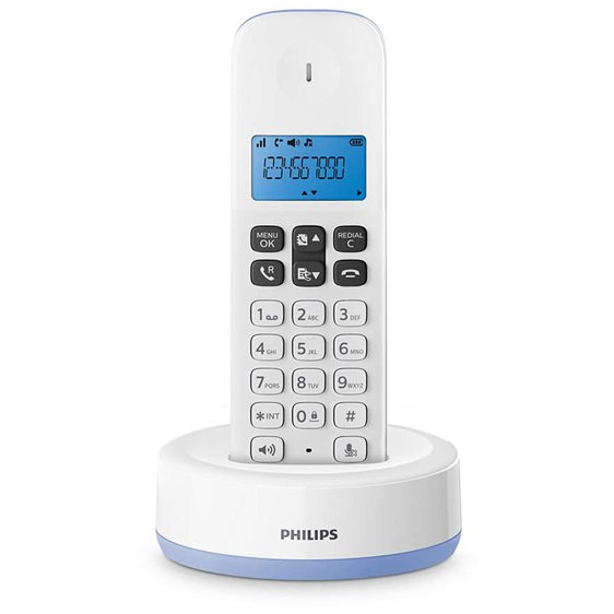 Philips D1611S/GRS Γαλάζιο (Ελληνικό Μενού) Ασύρματο τηλέφωνο με ανοιχτή ακρόαση, φωτιζόμενη οθόνη και 50 μνήμες D1611S/GRS