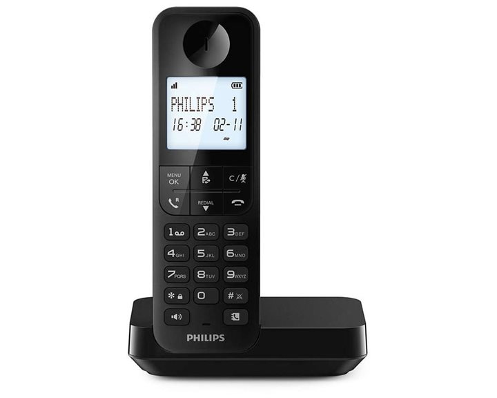 Philips D2701B/GRS Μαύρο (Ελληνικό Μενού) Ασύρματο τηλέφωνο με ανοιχτή ακρόαση, φωτιζόμενη οθόνη, φραγή κλήσεων και 50 μνήμες D2701B/GRS