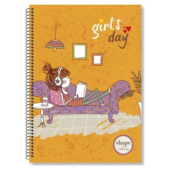 Τετράδιο Σπιράλ 17x25 Shape Girls 3Θεμ.90φ.