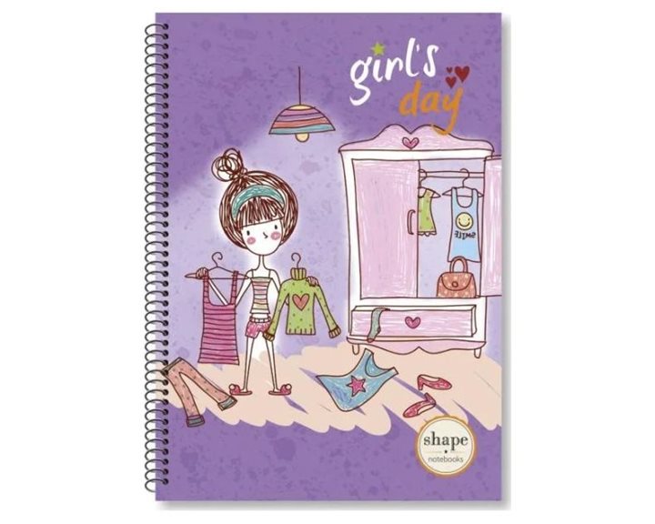 Τετράδιο Σπιράλ 17x25 Shape Girls 3Θεμ.90φ.