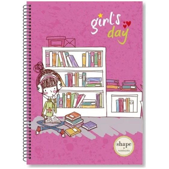 Τετράδιο Σπιράλ 17x25 Shape Girls 3Θεμ.90φ.
