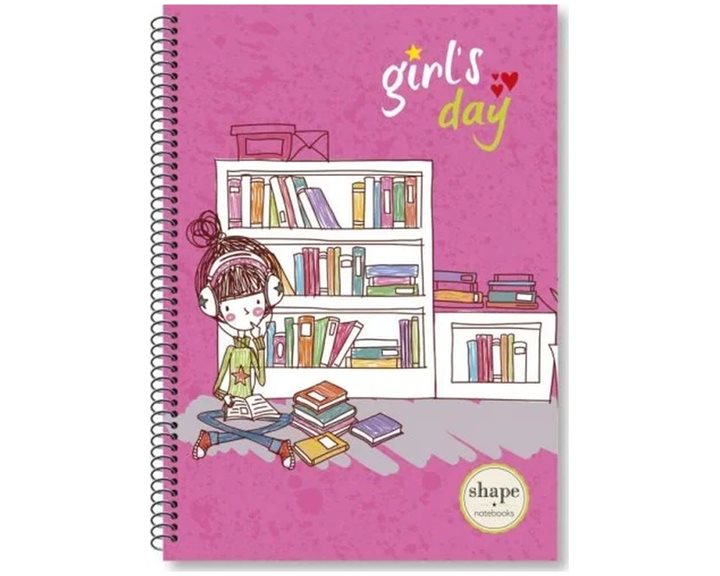 Τετράδιο Σπιράλ 17x25 Shape Girls 3Θεμ.90φ.