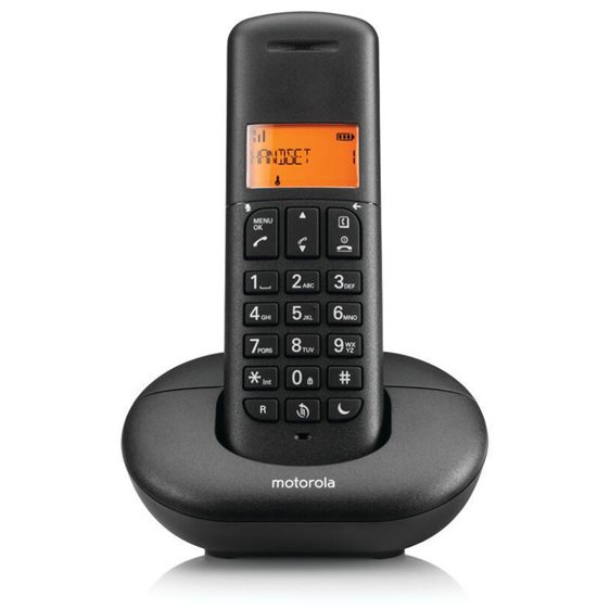Motorola E221 Μαύρο Ασύρματο τηλέφωνο με φωτιζόμενη οθόνη, call block, Do Not Disturb και 50 μνήμες E221 BLACK