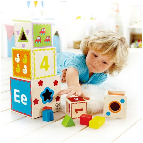 Hape Early Explorer Ξύλινη Πυραμίδα Με Κύβους (E0413A)