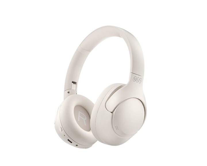 QCY H3 High-Res Headset White W. Mic, Active Noise Canceling With 4 Mode ANC 60h Multipoint