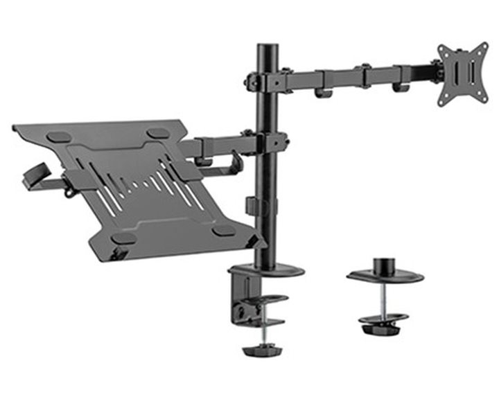 GEMBIRD ADJUSTABLE DESK MOUNT WITH MONITOR ARM AND NOTEBOOK TRAY