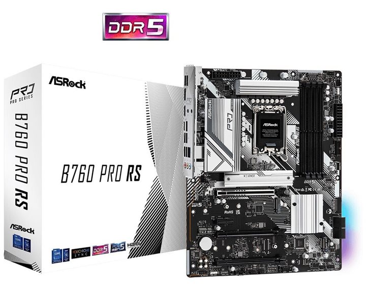 ASROCK MB B760 PRO RS, SOCKET INTEL LGA1700 14th/13th/12th GEN INTEL CPU, CS INTEL B760, 4 DIMM SOCKETS DDR5, DP/HDMI/eDP, PCI-E GEN 4.0, GIGABIT LAN, ATX, 3YW