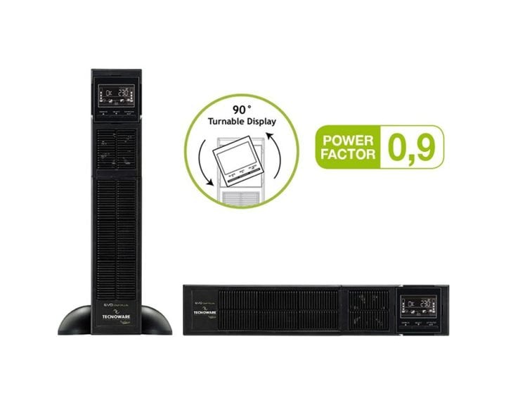 TECNOWARE UPS EVO DSP PLUS 2400 R/T HE PF 0.9 IEC TOGETHER ON, 2400VA/2160W, ON LINE DSP DOUBLE CONVERSION, 2YW ELECTRONIC PARTS & 1YW BATTERIES.