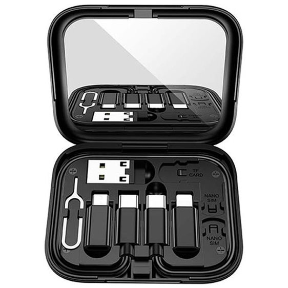 LAMTECH ALL-IN-ONE CHARGING DATA CABLE SET WITH STORAGE CASE