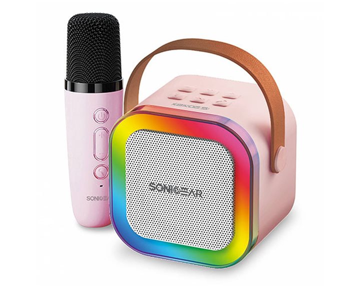 SONICGEAR IOX K200 BLUETOOTH 5.1 HOME KARAOKE PORTABLE SPEAKER WITH WIRELESS MIC PINK