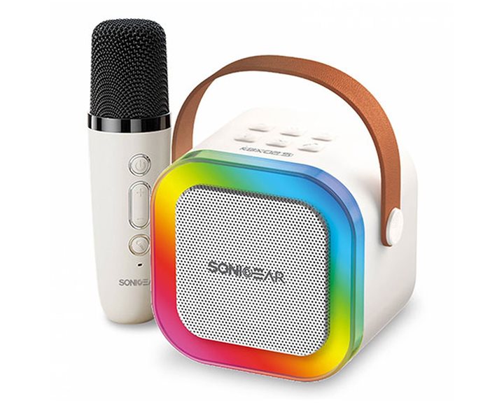 SONICGEAR IOX K200 BLUETOOTH 5.1 HOME KARAOKE PORTABLE SPEAKER WITH WIRELESS MIC WHITE