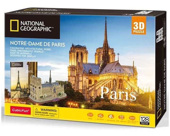 Πάζλ CubicFun 3D National Geograrhic Notre Dame De Paris 128pcs DS0986h