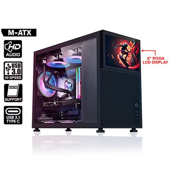 ARMAGGEDDON GAMING PC CASE MATX TESSARAXX COREVISION BLACK